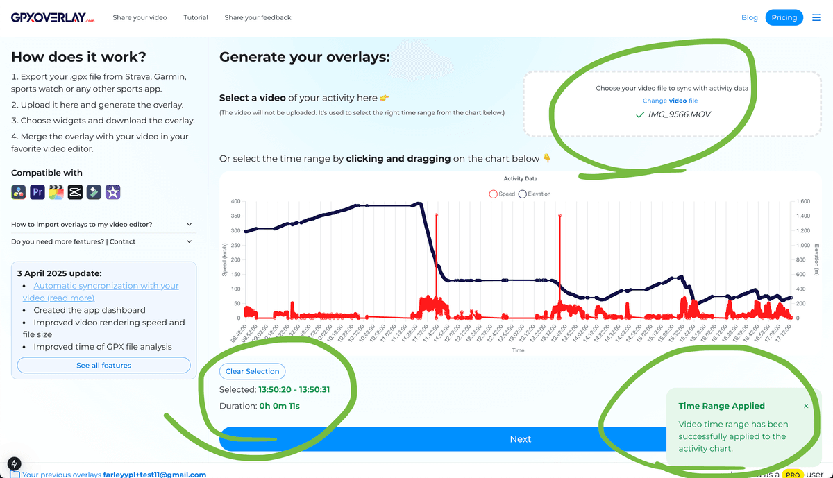 GpxOverlay overalys synchronization with your video